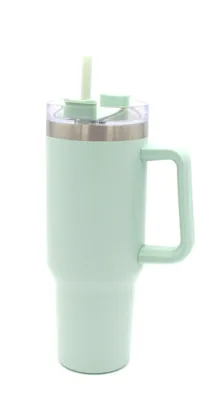 Produktbild von To Go Doppelwandiger Thermobecher Edelstahl für kalt und heiß inkl. Strohhalm ca. 1200ml (Grün)