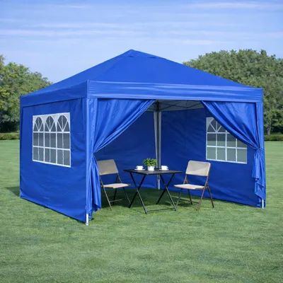 Produktbild von Faltpavillon 3 x 3 m, UV Schutz 50+, faltbar, Stahlrahmen (blau) für Garten und Außenbereich
