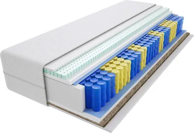 Produktbild von Matratze 95x195 cm Doppelmatratze, H3 & H4 Federkernmatratze, Taschenfederkernmatratze 14 cm Hoch Latex Seegras Hypoallergene, HR-Schaum, Wendematratze mit Klimafaser, Gesteppter Bezug Salvo Gras Mini