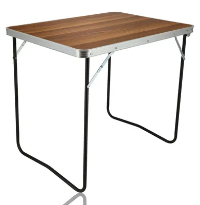 Produktbild von Campingtisch, klappbar - Faltbarer Tisch, 80x60x70 cm - Leichtgewicht - Holzoptik - Wetterbeständig - Tragbar für Outdoor-Aktivitäten - Campingtisch