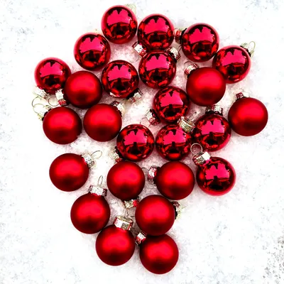 Produktbild von 24 x Kleine Baumkugeln aus Glas Ø 2,5 cm - Christbaumkugeln Baumschmuck Christbaumschmuck Weihnachtsbaumschmuck Weihnachtsbaumkugeln - Rot