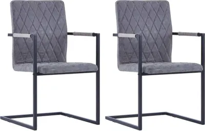 Image de Chaises à manger cantilever lot de 2 gris foncé similicuir