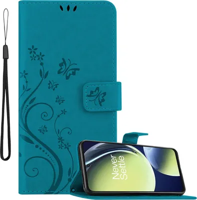 Obrázek produktu pro Cadorabo pouzdro pro OnePlus Nord CE 3 Lite 5G in FLORAL BLUE Ochranný kryt v květinovém designu s magnetickým zavíráním, funkcí stojánku a přihrádkami na karty Flipové pouzdro Flower Cover Etui Handy Klapp Hülle Book Tasche