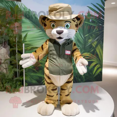 Produktbild von Maskottchen REDBROKOLY Kostümfigur Oliver Tiger bekleidet mit Badebekleidung und Hutnadeln