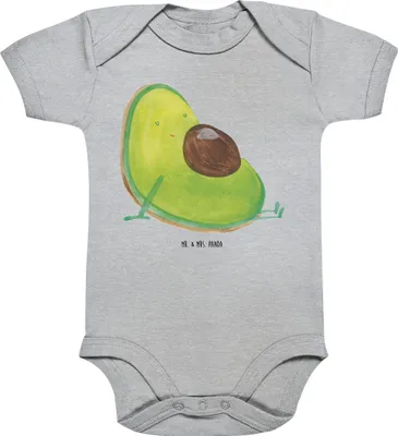 Produktbild von Mr. & Mrs. Panda Strampler Avocado Schwangerschaft 3. - 6. Monat - Heather Grey - Geschenk, Liebe, Babybody, Baby, overall, Schwanger, Babystrampler, Geburt