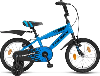 Produktbild von 16 Zoll Fahrrad TALSON Kinderfahrrad inkl. Kettenschutz, Stützräder und Zubehör Jungen Blau