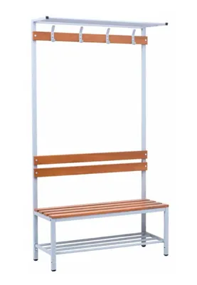 Obrázek produktu pro ENPRAG Šatní lavička s opěradlem, poličkou a háčky SBU/TBG.120 - šířka 1200 mm, rošt na boty