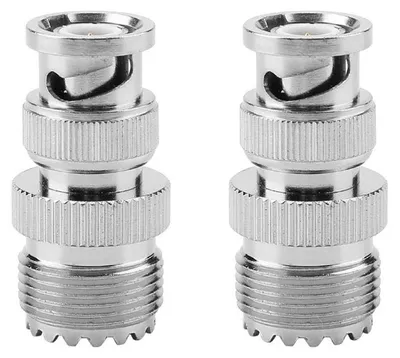 2er-Pack UHF-auf-BNC-Koaxialadapter, 50 Ohm, silber