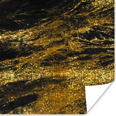 Produktbild von MuchoWow® Poster Marmor - Gold - Schwarz - Trendy 50x50 cm - Wohnzimmerdekoration