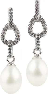 Produktbild von Ohrstecker Ohrhänger 925 Sterling Silber mit Süßwasserzuchtperle und Zirkoniasteinen