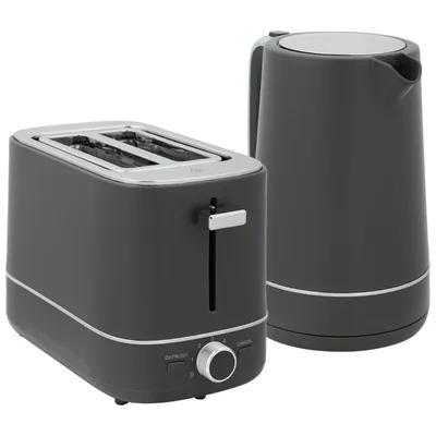 Produktbild von Fortuna Lai Set aus 1,7 L Wasserkocher und Toaster mit 6 Bräunungsstufen, Grau