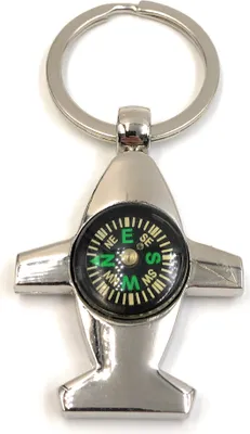 Produktbild von Onwomania Schlüsselanhänger Flugzeug Kompass Luft Silber Metall Anhänger Charm
