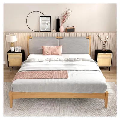 Produktbild von Nachttisch Rattan, 2er Set, Nachtschrank mit Schublade und Schrank, Beistelltisch, Sofatisch, Nachtkonsole im Boho-Stil für Schlafzimmer und Wohnzimmer, 45 x 30 x 59 cm (Schwarz)