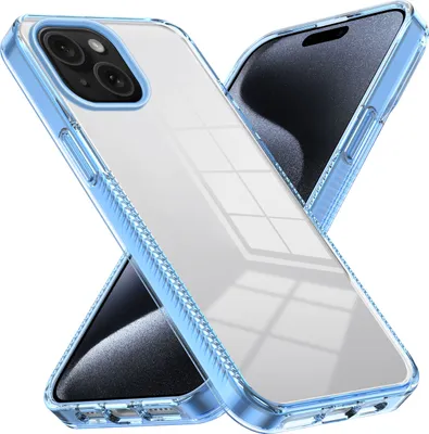 Produktbild von Hülle für iPhone 15 Rutschfest Kristallklare Stoßfeste TPU Bumper Handyhülle Blau