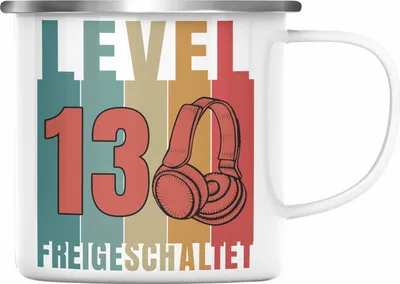 Produktbild von Trendation - 13. Geburtstag Junge Lustige Gamer Emaille Tasse Zocker Geschenk Gamer Gamergirl Geschenkidee Geburtstag 13er Geburtstag (Silber)