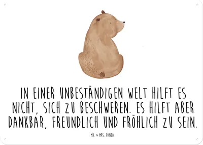 Produktbild von Mr. & Mrs. Panda Wandbild Bär Schulterblick DIN A4 - Weiß - Geschenk, Motivation, tafel, Selbstachtung, Teddy, Bären, Blechtafel, Schild, Weisheit, Blechschild, Türschild