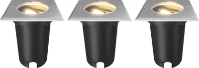 Produktbild von Ledvion 3er Set LED Bodenstrahler Außen IP67 10W 230V GU10 quadratisch