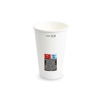 Produktbild von 50 Pappbecher Becher mit Füllstrich weiß Ø80mm 0,3L