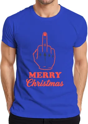 Produktbild von MERRY Christmas Mittelfinger frech sarkastisch Weihnachten lustig Herren T-Shirt, Blau, 3XL