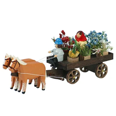 Immagine prodotto di Carretto trainato da cavalli, venditore di fiori, modello in miniatura, lunghezza 9 cm, NUOVO