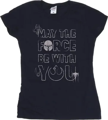 Produktbild von Star Wars - "The Mandalorian May The Force" T-Shirt für Damen BI43487 (M) (Marineblau)