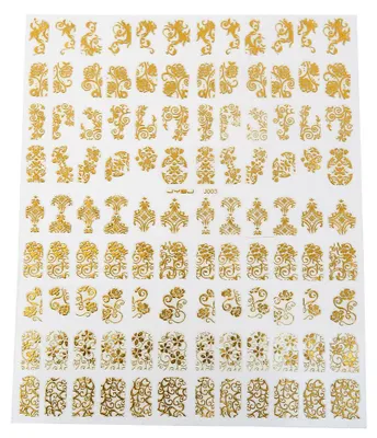 Obrázok produktu pre 108 kusov/list, 3D dizajn, nálepky na nechty, dekorácie na manikúru, priehľadné nálepky (zlatá farba)
