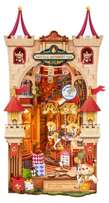 Produktbild von Buchnische mit Beleuchtung - Miniaturhaus Diorama - 3D-Puzzle - Märchenpark - DIY-Bausatz