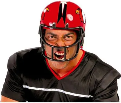 Productafbeelding van Sporthelm, zwart, veilig, avontuurlijk carnaval uiterlijk, masker, voetbalbescherming, symbolisch ontwerp, kleur: rood