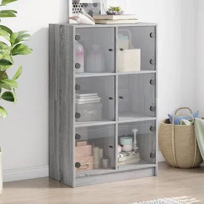 Obrázek produktu pro vidaXL Vysoké desky s dvířky Grey Sonoma 68x37x109 cm Materiál na bázi dřeva