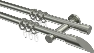 Produktbild von Interdeco Gardinenstange / Vorhangstange Edelstahl, Typ Perfecta Nevia (Schräge), 20 mm Ø 2-läufig, 120 cm