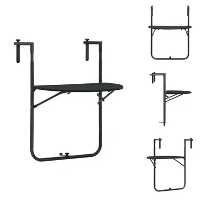 Image de vidaXL Table de balcon suspendue Noir 60x64x83,5 cm Plastique aspect rotin - Tables de jardin