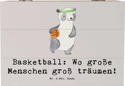Produktbild von Mr. & Mrs. Panda Box Basketball Träume 22 x 15 cm - Grau Pastell - Geschenk, Sportler, Teamarbeit, fotobox, Deutschland, Leidenschaft, Mannschaftssport, Truhe, Teamsport