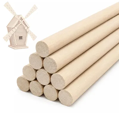 Obrázek produktu pro 10 kusů kulatých dřevěných tyčí, rozměry 20 mm × 30 cm, vhodné pro tvoření, dekorace a modelářství