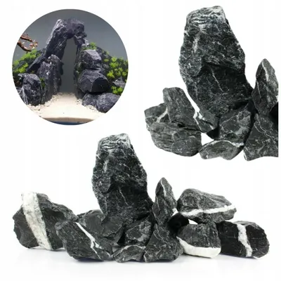 Obrázek produktu pro Akvarijní dekorace Dark Rock, 15 kg kameny do akvária, černý čedič, skalní set pro Tanganiku a Malawi
