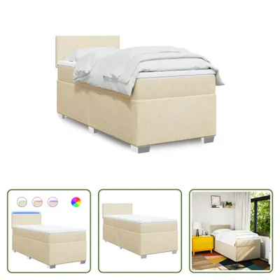 Produktbild von The Living Store Boxspringbett mit Matratze Creme 100x200 cm Stoff