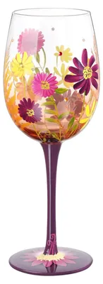 Immagine prodotto di Bicchiere da vino dipinto a mano - 15 oz - Motivo floreale (rose) - Idea regalo per donne - Decorativo - Vetro di cristallo - Design unico - Boccale da vino