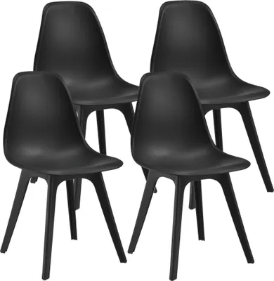 Productafbeelding van 4 design stoelen, zwart, eethoekstoelen, kunststof, Scandinavisch design, set [en.casa]