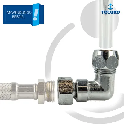 Produktbild von tecuro Winkel-Verschraubung 3/8 Zoll  / Ø 10 mm, mit Überwurfmutter glanzverchromt