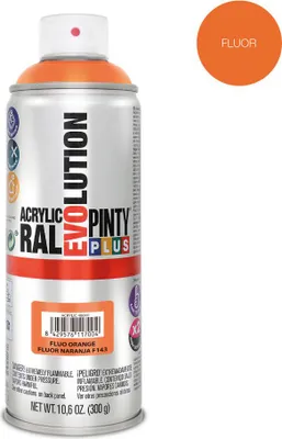 Image de Peinture Aérosol Orange Fluorescent Pintyplus Couleur Vive, Séchage Rapide, Haute Visibilité. - Pinty Plus