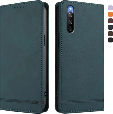 Image de Etui pour Sony Xperia 10 IV, étui rétro en cuirPolyuréthaneavec support et fentes pour cartes de crédit Vert