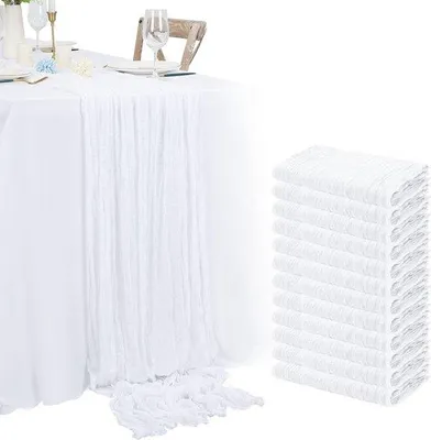 Obrázok produktu pre 12 ks rustikálnych obrusov, 55 x 180 cm, gáza, obrusy na svadbu, svadobná výzdoba, obrusy na svadbu.