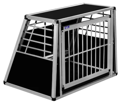 Produktbild von Transportbox N37 – Aluminium Hundebox 70×99×75,5 cm – Hundetransportbox mit Notausstieg für den Kofferraum