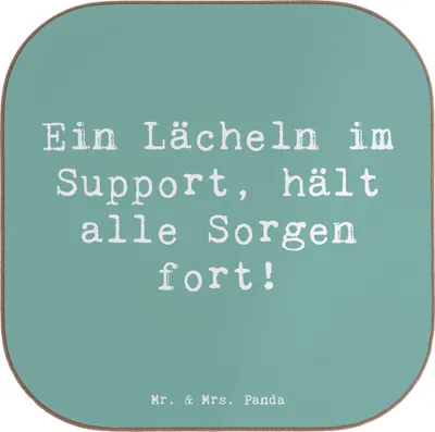 Produktbild von Mr. & Mrs. Panda Tassenuntersetzer Spruch Kundensupport Lächeln - Meeresbrise - Geschenk, Berufe, Coaster, Kundenbetreuung, kreative Geschenke, Untersetzer Glas, Beruf