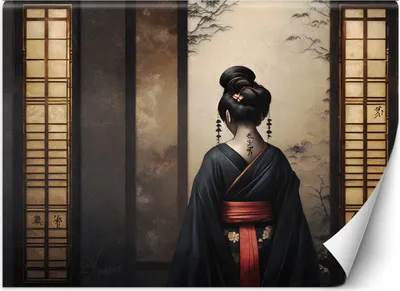 Produktbild von Vlies fototapete Japanische Geisha-Malerei 300x210 cm Feeby Beige inkl. Kleber einfache Montage