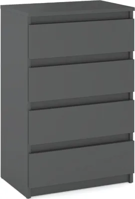 Produktbild von Kommode mit 4 Schubladen Grau Matt 60x33,5x92,5 Sideboard Schubladenschrank für Wohnzimmer Schlafzimmer Modernes Design Stauraum Möbel Kleiderschrank