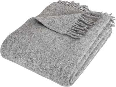 Produktbild von Wolldecke im Scandi-Stil aus 100 % reiner Schurwolle – Woolmark-, weich & nachhaltig 130x 200 cm, dunkelgrau meiliert