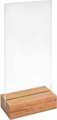 Produktbild von Doppelseitiger Tischkartenhalter DIN Lang Hoch mit Fuß aus dunklem Bambus / Werbeaufsteller / Menükartenhalter / Bildhalter / Tischaufsteller / Holz / Gastronomie - Zeigis®