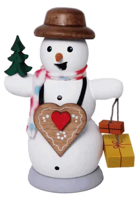 Produktbild von Drechslerei Kuhnert - Schneemann mit Lebkuchenherz - Größe ca. 13cm, für Räucherkerzen Größe M (Standard) - 35016