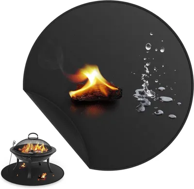 Productafbeelding van Vuurvaste Onderlegger - Vuurmat Grill - Bescherming Terras - Dubbelzijdige Siliconencoating - 90 cm Rond - Zwart