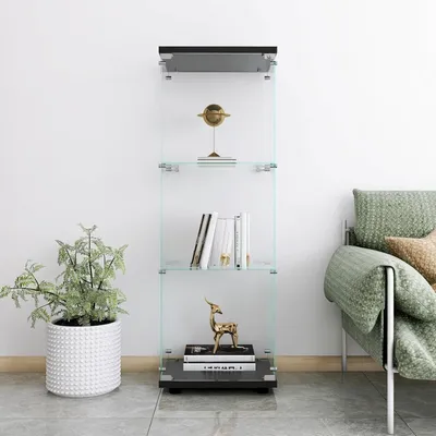 Immagine prodotto di Mobile vetrina in vetro - Mobiletto vetrina con serratura - Vetrina espositiva - Mobiletto per collezioni - Mobile per soggiorno - 125x42x36 cm